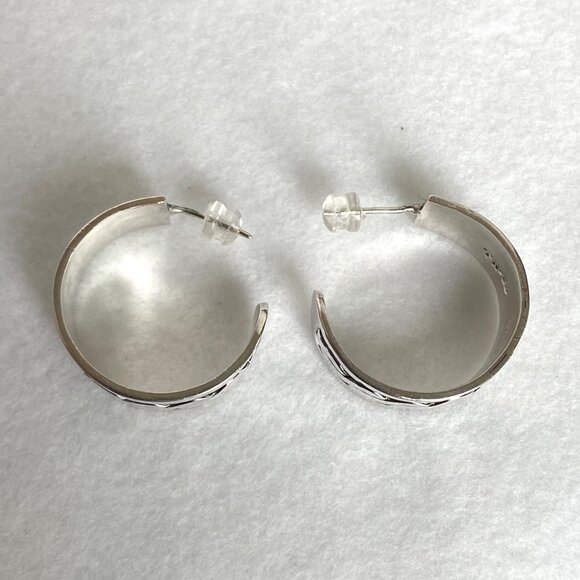 VTG Sterling Silver 925 Taxco Mexico Infinity 10MM Wide 1" Hoop Earrings - Picture 6 of 16